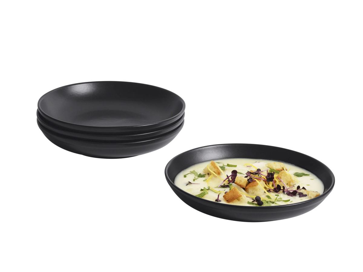 SILVERCREST Porzellan Speiseteller und Suppenteller-Set, 4-teilig, schwarz - Bild 2
