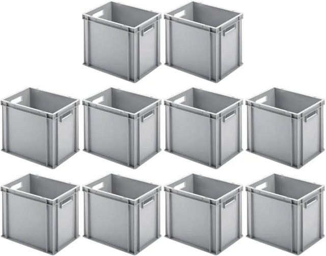 PROREGAL SparSet 10x Eurobehälter mit offenem Griff in Grau, H x B x T: 32 x 30 x 40 cm, 29 Liter Transportboxen - Bild 1