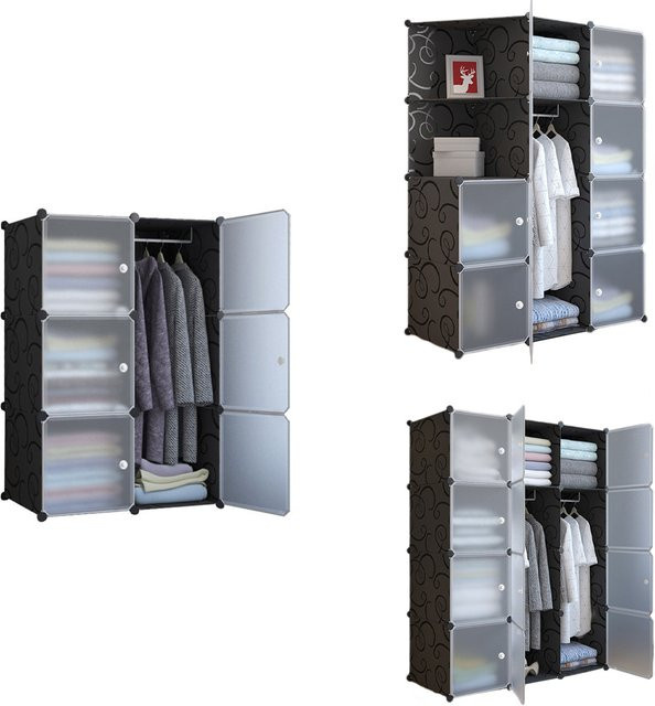 HiMISS Modularer Kleiderschrank mit Türen, Tragbarer DIY-Schrank zum Aufhängen von Kleidung, Platzsparende Kleideraufbewahrung - Bild 1