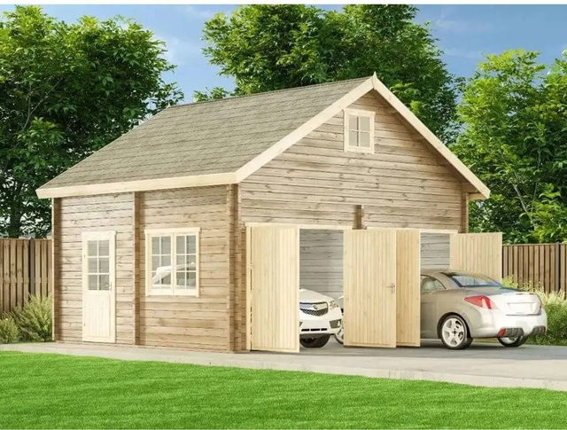 Alpholz Doppelgarage Bora-70 ISO Naturbelassen B: 595 cm, T: 565 cm - Bild 1