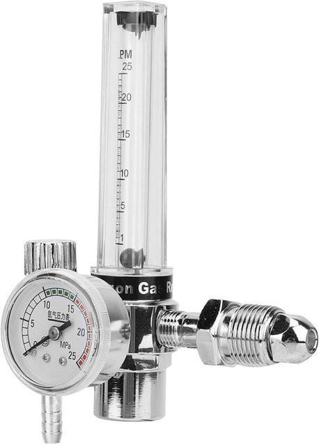 Fishine Argongas-Druckminderer mit Argongaszähler und G5814 (CGA540) Außengewinde in Silber - Bild 1