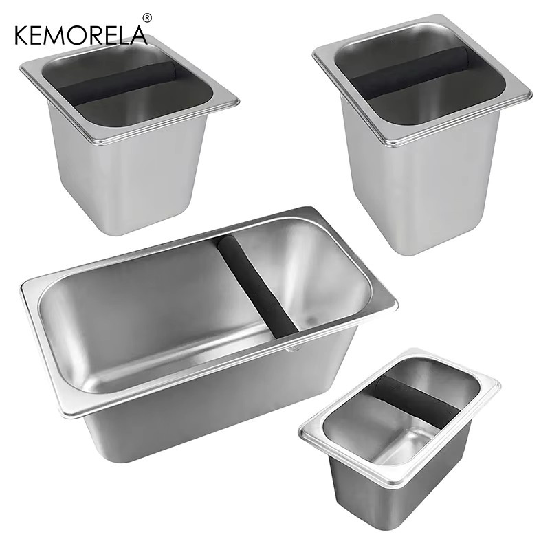 KEMORELA Tragbarer Edelstahl-Kaffeesatzbehälter in Silber für Espressomaschinen - Bild 4