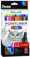 Pentel Pointliner Fineliner mit Dye Ink in Multicolour, 18er Packung - Bild 1