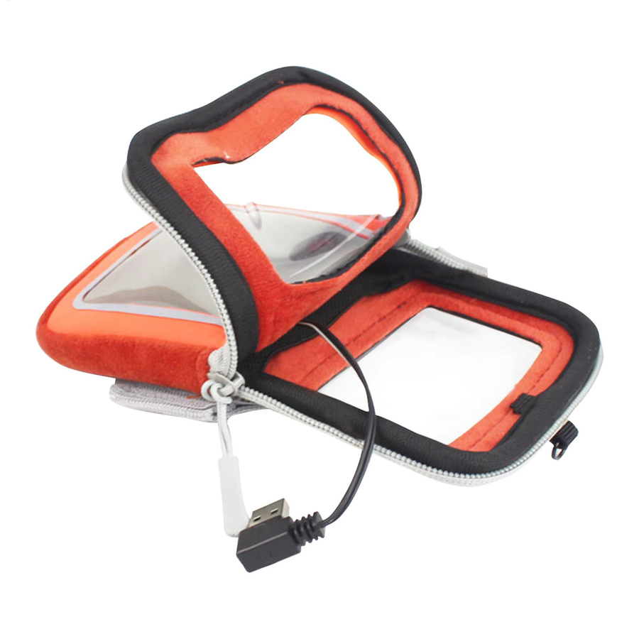 Wasserdichte Thermo-Telefonhülle in Orange mit Touchscreen-Funktion als Schutztasche für Skifahren, Snowboarden und Outdoor-Aktivitäten im Winter - Bild 2