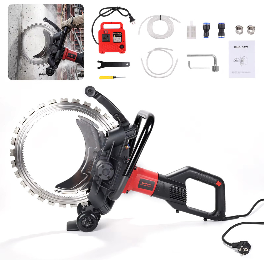 Podofo Elektrische Betonsäge 9800W mit 16,1 Zoll bürstenlosem Motor, 220V Nass-Wandsäge für Granit, Porzellan, Holz, Stein und Ziegel, Farbe: Schwarz - Bild 6