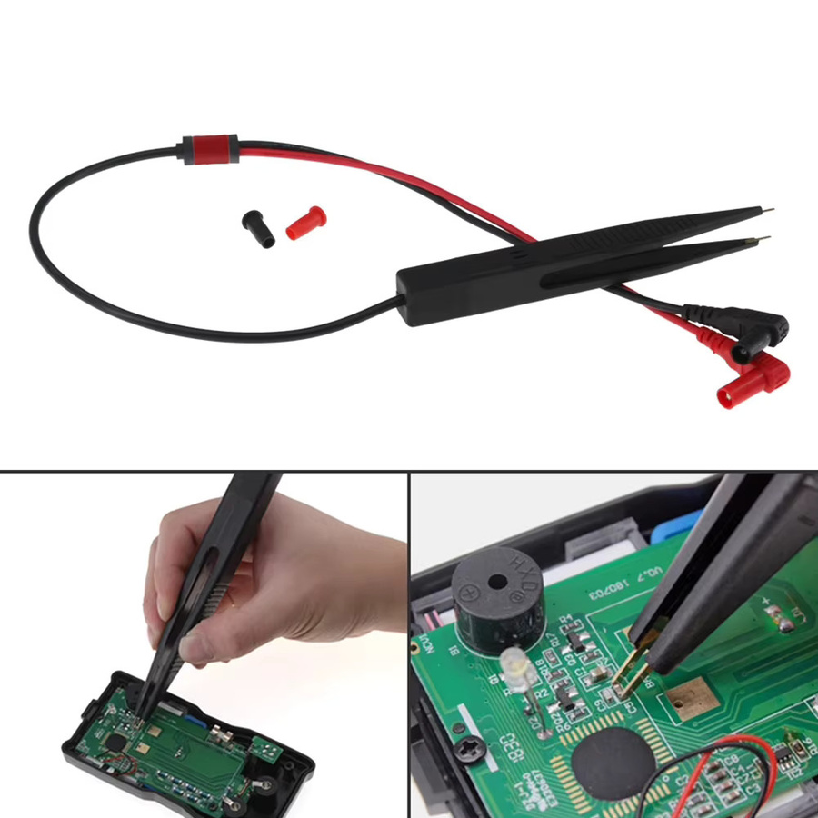 Chip Test Clip Multimeter Sonde und Pinzette für SMD Kapazität und Induktivität, Kunststoff Zubehör in Schwarz - Bild 2