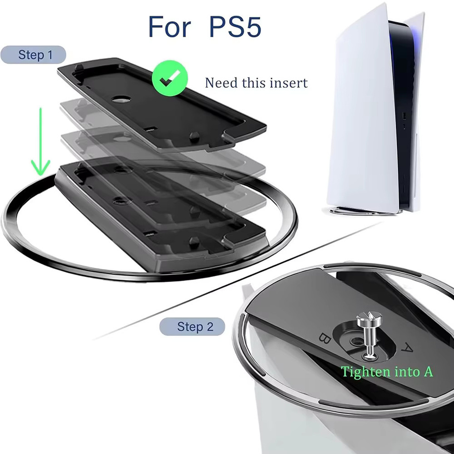 BUBM Tragbarer vertikaler Metallständer für PS5 und Playstation 5 Pro in Schwarz - Bild 3