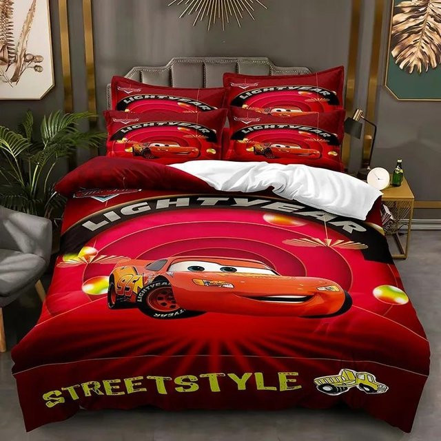Paslu Bettwäsche Set Lightning McQueen Cartoon Autos in Rot, 3-teilig, B/H: 240 x 220 cm - Bild 1