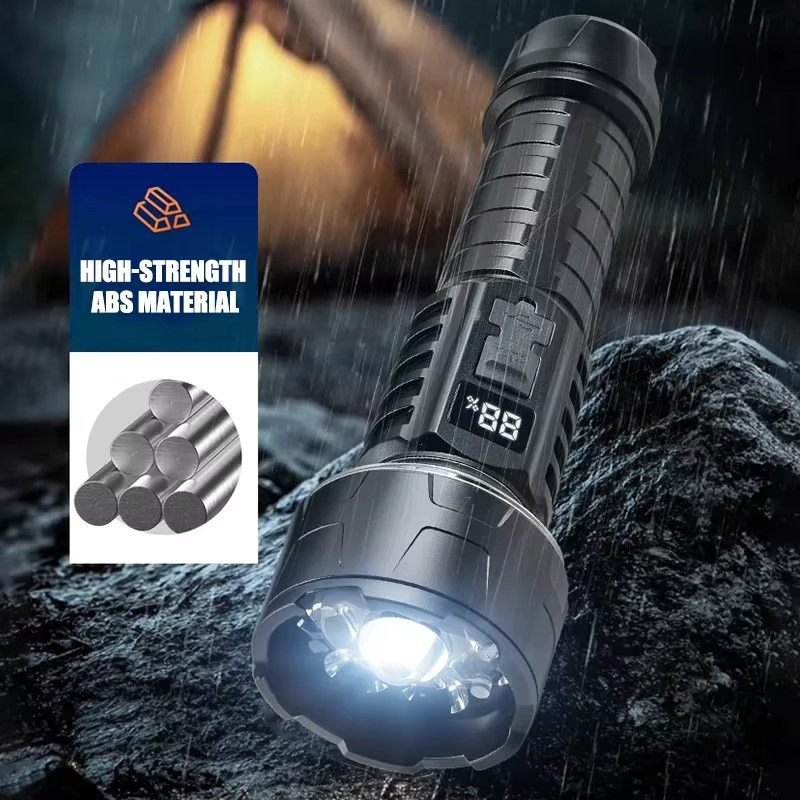 Heinast LED-Camping-Taschenlampe in Schwarz mit Leistungsanzeige, wiederaufladbare wasserdichte Notfalllaterne für Outdoor und Garten - Bild 5
