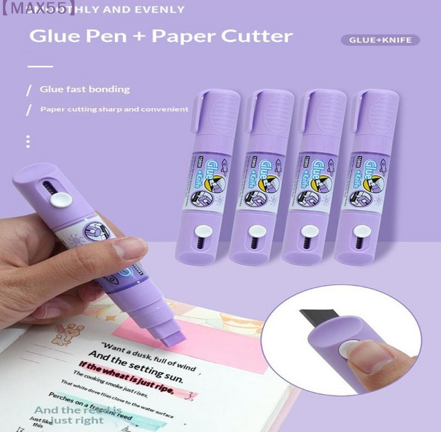 MAX-55 Thermischer Etikettenkorrekturmarker mit Mini-Box-Cutter in Lila zur Abdeckung von Datenschutzinformationen auf Thermopapier - Bild 1
