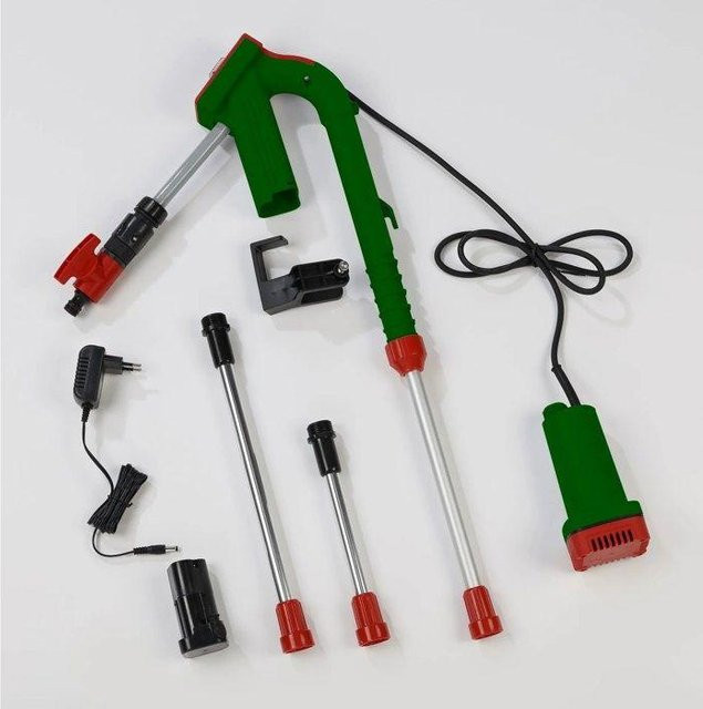 Verstellbare 12V Akku-Pumpe für Regentonnen mit 1500L/h Förderleistung, IPX8 wasserdicht, Farbe: Grün - Bild 1