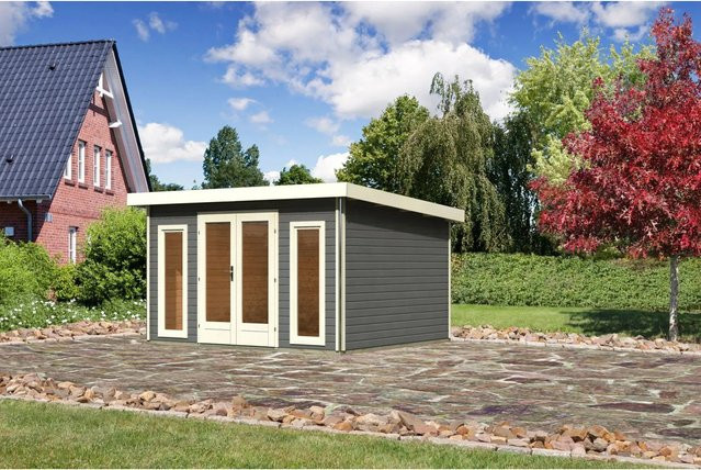 Karibu Holz-Gartenhaus Norrköping mit Pultdach in Terragrau, B/T: 365 x 305 cm - Bild 1