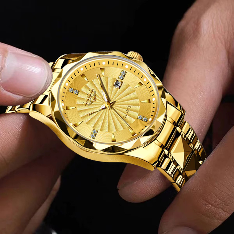 LIGE Armbanduhr Quarz, Edelstahl, Gold, Herren, Datum - Bild 2