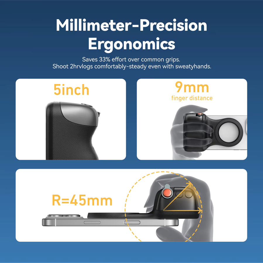 TELESIN Magnetischer Smartphone Hand Grip mit Fernbedienung für iPhone und Android, Schwarz - Bild 6