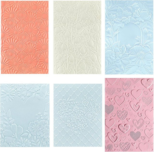 3D Prägung Schablone mit Herz, Osterei und Blumen Mustern für DIY Scrapbooking und Karten, Mehrfarbig - Bild 1