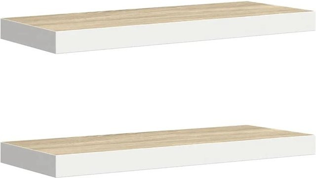 vidaXL Schweberegale 2er Set in Eichen-Optik und Weiß, B/T/H: 60 x 23,5 x 3,8 cm - Bild 1