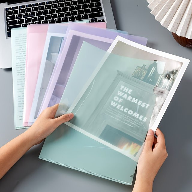 Morandi Color A4-Akten-Set, L-förmige Sortierhüllen und Aufbewahrungsordner aus Kunststoff, transparent Pink - Bild 1