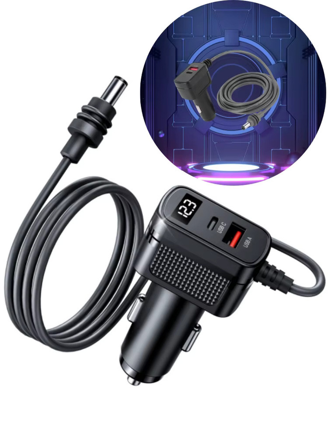 SZKOSTON Auto Power Adapter für Starlink Mini, 12V-24V Schnellladegerät mit Digital Display und 3m Kabel, Schwarz - Bild 6