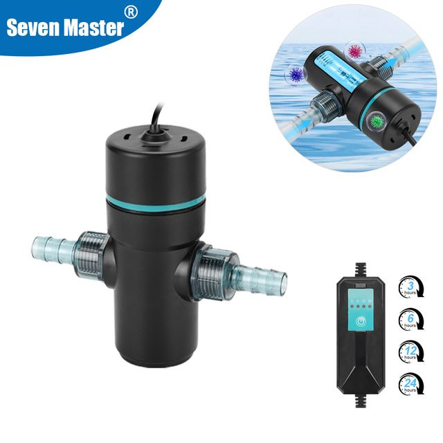 SEVEN MASTER UV-Lampe zur Algenentfernung im Aquarium mit Zeitschaltuhr, 3W/5W, Schwarz - Bild 1