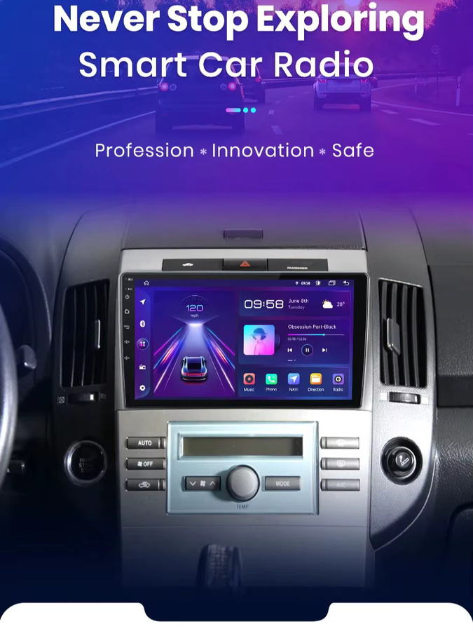 Junsun Android 13 Autoradio mit 9 Zoll Display für Toyota Verso Corolla 2004-2009, 4GB RAM, 64GB Speicher, GPS, Carplay, Bluetooth, DSP und Rückfahrkamera Unterstützung, Schwarz - Bild 1