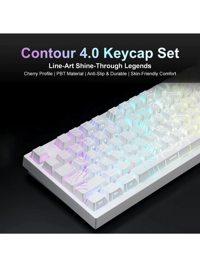 Oeny Contour 4.0 Tastenkappen-Set mit 97 Tasten, PBT Double-Shot, Kirschprofil, Farbe: Schwarz, passend für 60 %/65 %/75 %/TKL-Tastaturen - Bild 6