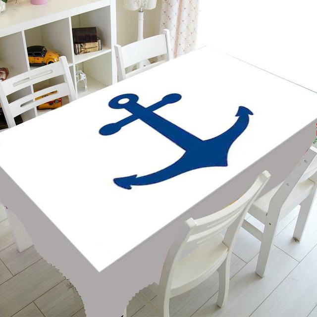 Super Six Tischdecke mit blau-weißen Streifen, wasserabweisend, Rechteck, B/T: 140 x 140 cm - Bild 1