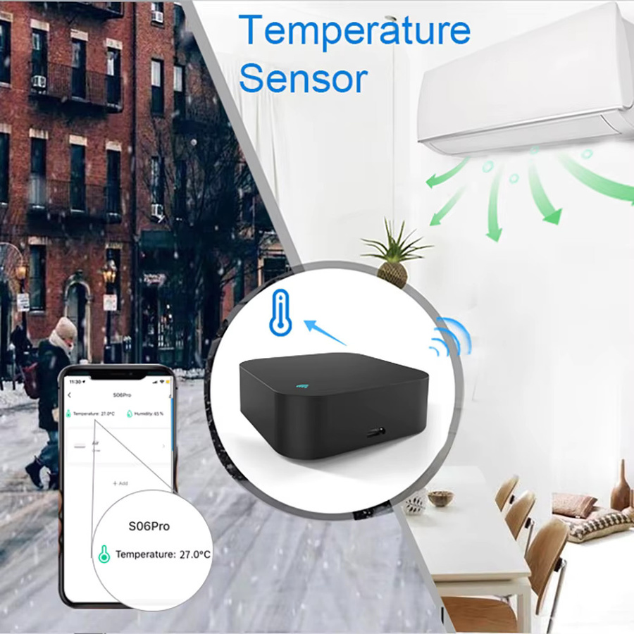 Tuya Temperatur-Feuchtigkeitssensor mit IR-Fernbedienung in Schwarz, WiFi Smart Home Steuerung via SmartLife App für TV und Klimaanlage, kompatibel mit Yandex Alexa - Bild 4