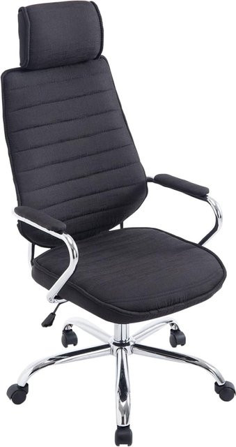 CLP Bürostuhl Rako ergonomisch, Schreibtischstuhl in Schwarz mit Stoffbezug, Kopfstütze und gepolsterten Armlehnen, drehbar und höhenverstellbar - Bild 1