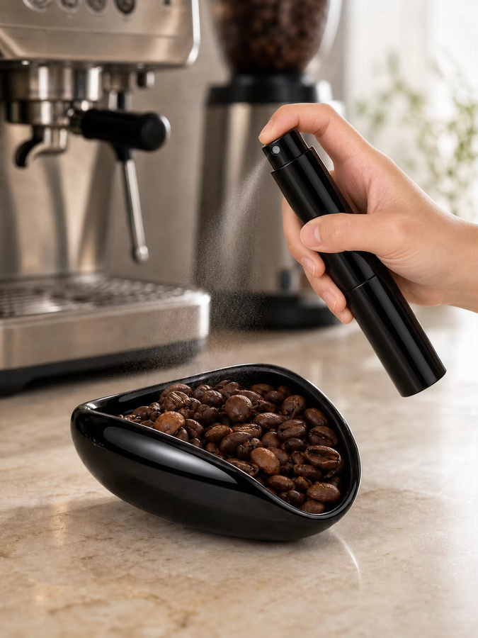 Leeseph Barista-Zubehör-Set mit Kaffeebohnen-Dosierbecher, Sprühflasche und Keramik-Einzeldoschtablett in Schwarz oder Weiß - Bild 7