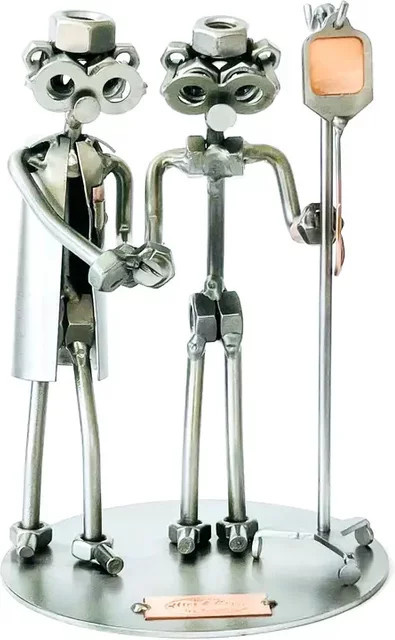 Hinz & Kunst Schraubenmännchen Krankenpfleger mit Patient aus Metall in Silber - Bild 1