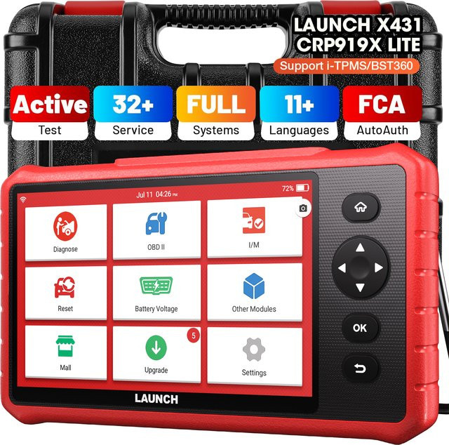 LAUNCH X431 CRP919X Lite OBD2 Diagnosegerät in Rot mit bidirektionalem Scan-Tool und AutoAuth für FCA-Systeme - Bild 1