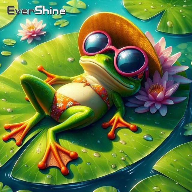 EverShine DIY Diamant-Stickerei Frosch Tier, Diamantmalerei Cartoon-Set, Kunst-Mosaik - Bild 1