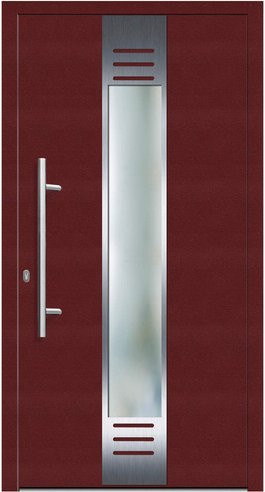 KNOCK Flügelüberdeckende Kunststoff-Haustür Terra mit Glaseinsatz, purpur-rot, Höhe: 210 cm, Breite: 100 cm - Bild 1