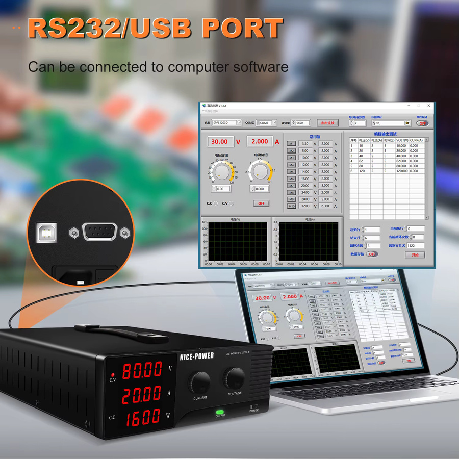 KUAIQU Batterie-Simulations-DC-Netzteil in Schwarz für BMS-Entwicklung und Wechselrichter-Tests mit Modbus CSV Import - Bild 5