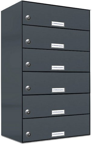 AL Briefkasten für 6 Parteien mit Zaundurchwurf, grau, B/H/T: 38,5 x 69 x 27,5 cm - Bild 1