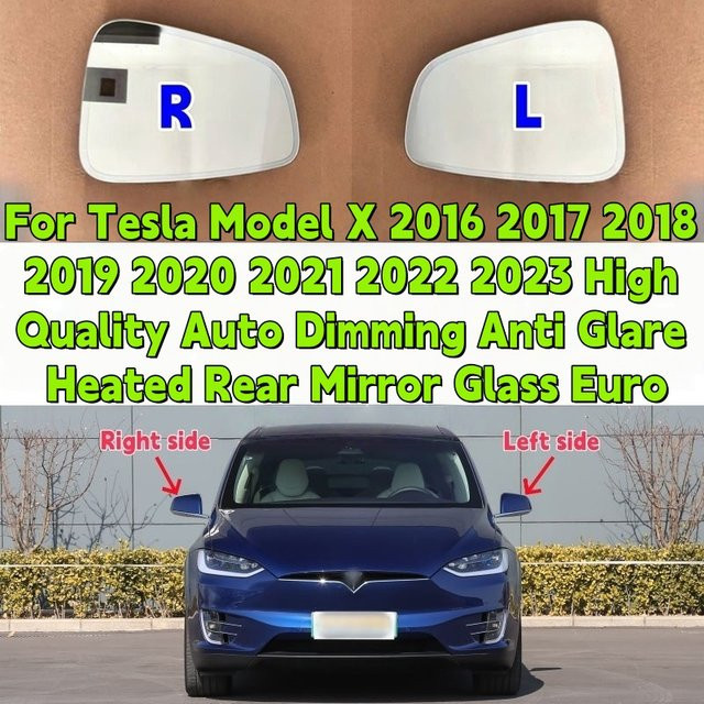 Beheiztes und blendfreies Rückspiegelglas mit automatischer Dimmung für Tesla Modell X (Baujahre 2016 bis 2023) in Euro-Standard - Bild 1