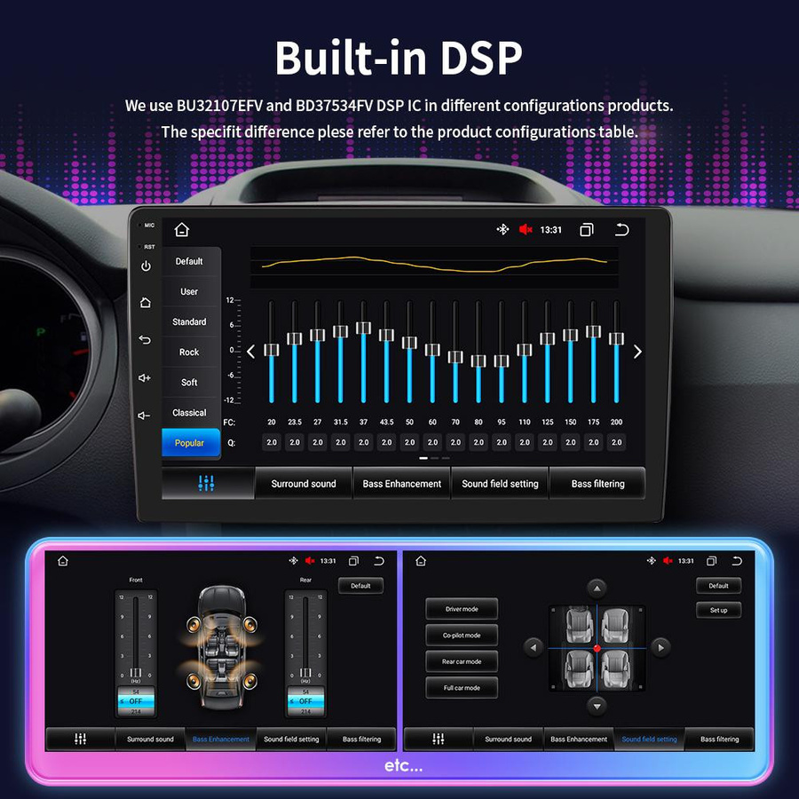 Hizpo Android Autoradio mit 7 Zoll Display, 2GB RAM, 32GB Speicher, GPS, Wi-Fi und 4G Unterstützung in Schwarz - Bild 3
