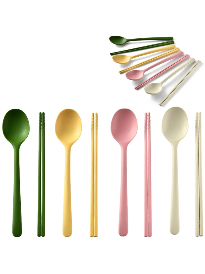 Zoseil Silikon Besteckset mit rutschfestem Griff, Mehrfarbig, Löffel und Stäbchen Set - Bild 5