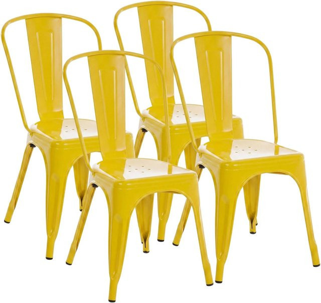 CLP 4er Set Stapelstühle Benedikt Gelb, moderne Design-Stühle für Küche und Esszimmer - Bild 1
