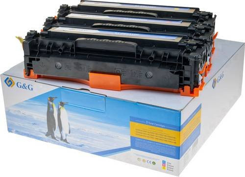 G&G Toner Kombi-Pack kompatibel mit HP 125A, 128A, CF373AM und CF371AM in Cyan, Magenta und Gelb mit 1400 Seiten Reichweite - Bild 1