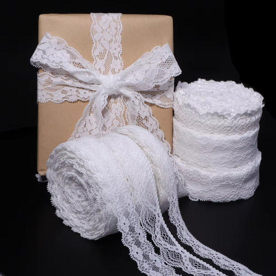 Weißes elastisches Spitzenband für DIY-Dekorationen, Geschenkverpackungen und zum Nähen von Kleidung, 5 Yards/Lot - Bild 6