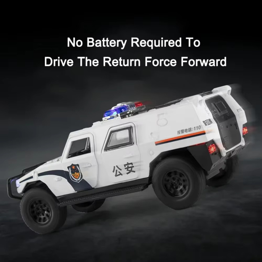 MAKEDA Dongfeng MengShi Sabertooth Modell Polizeiauto, Metalldruckguss, 1:32, mit Licht und Sound - Bild 2