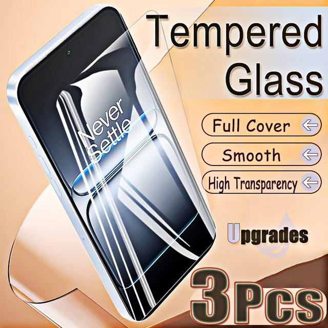 3er-Set gehärtetes Glas Displayschutzfolie für OnePlus Nord 5, Anti-Explosionsschutz mit vollständiger Abdeckung und Fingerabdruck-Entsperrung, Transparent/Schwarz - Bild 1
