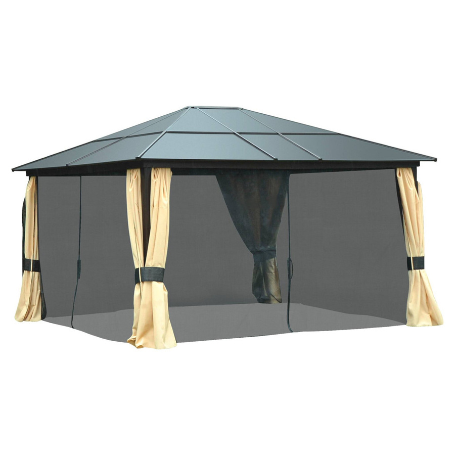 Outsunny Pavillon aus Aluminium in Braun mit modernem Hip-Design, B/H/L: 360 x 275 x 420 cm - Bild 2