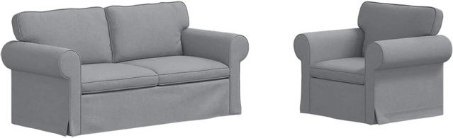 vidaXL Ecksofa 2-teilig Hellgrau mit Stoffbezug und Metallrahmen B/T/H: 175 x 82 x 80 cm - Bild 1