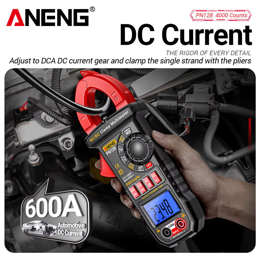 ANENG PN128 Zangenamperemeter Multimeter mit AC/DC Spannung, 600A Stromzange, True RMS und NCV Induktions-Tester in Rot - Bild 2