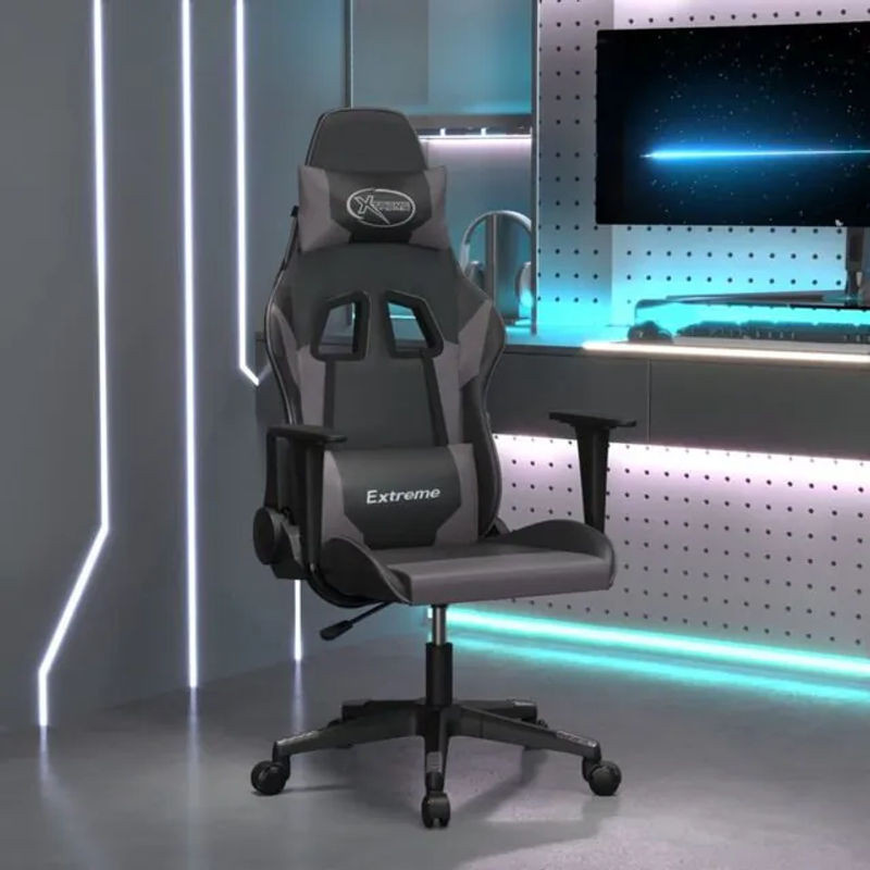 vidaxl Gamingstuhl aus Kunstleder in Schwarz und Grau - Bild 1