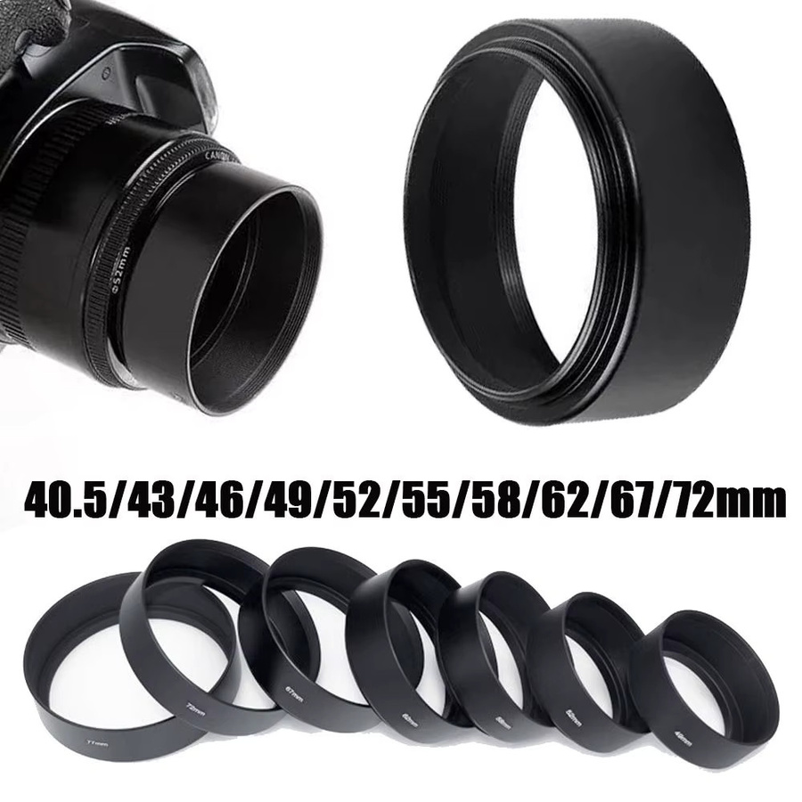 MIIQNUS Universelle Gegenlichtblende aus Metall in Schwarz für Canon und Nikon, verschraubt, blendfreie Abdeckung, Durchmesser: 40,5 mm bis 72 mm - Bild 3
