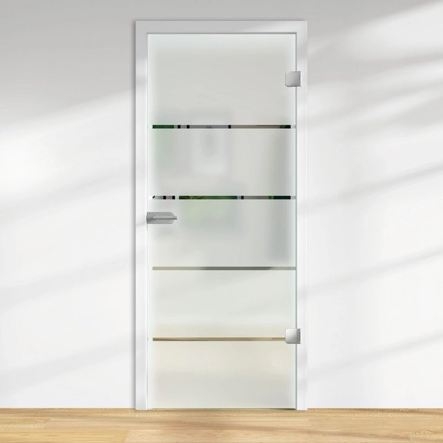 Skyscope Glasdrehtür ESG Floatglas mit Dekor Siebdruck in Weiß, Rechtsanschlag, H x B x T: 209,7 x 83,4 x 0,8 cm - Bild 1