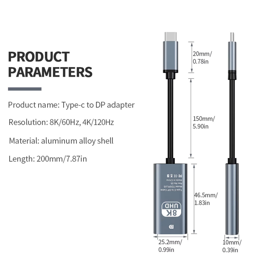 Gopala USB-C auf DisplayPort 1.4 Kabel für 8K@60Hz und 4K@144Hz, kompatibel mit Thunderbolt 4/3, iPhone 15 16 17, MacBook und iPad - Bild 6